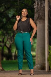 sleeveless top and tailored trouser
